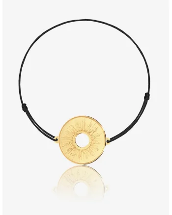 Bratara ajustabila cu talisman de aur de 14K, Auriu/Negru