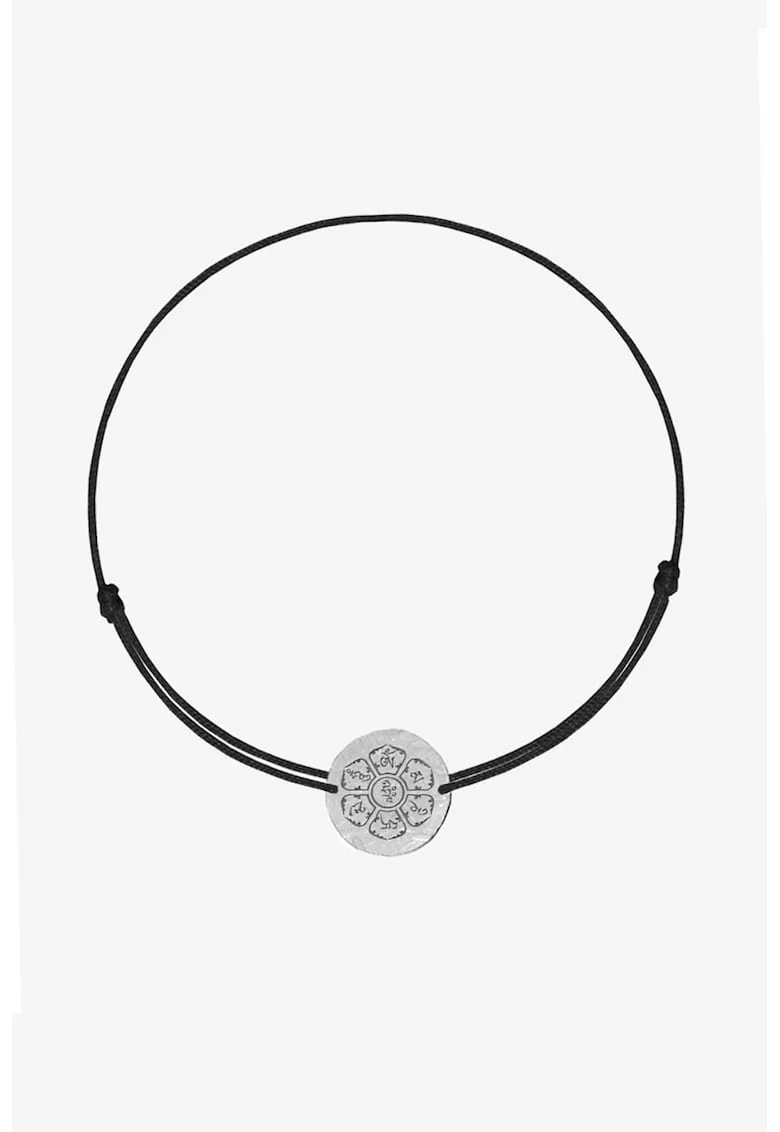 Bratara ajustabila cu talisman de aur de 14K, Negru/Argintiu