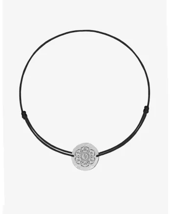 Bratara ajustabila cu talisman de aur de 14K, Negru/Argintiu