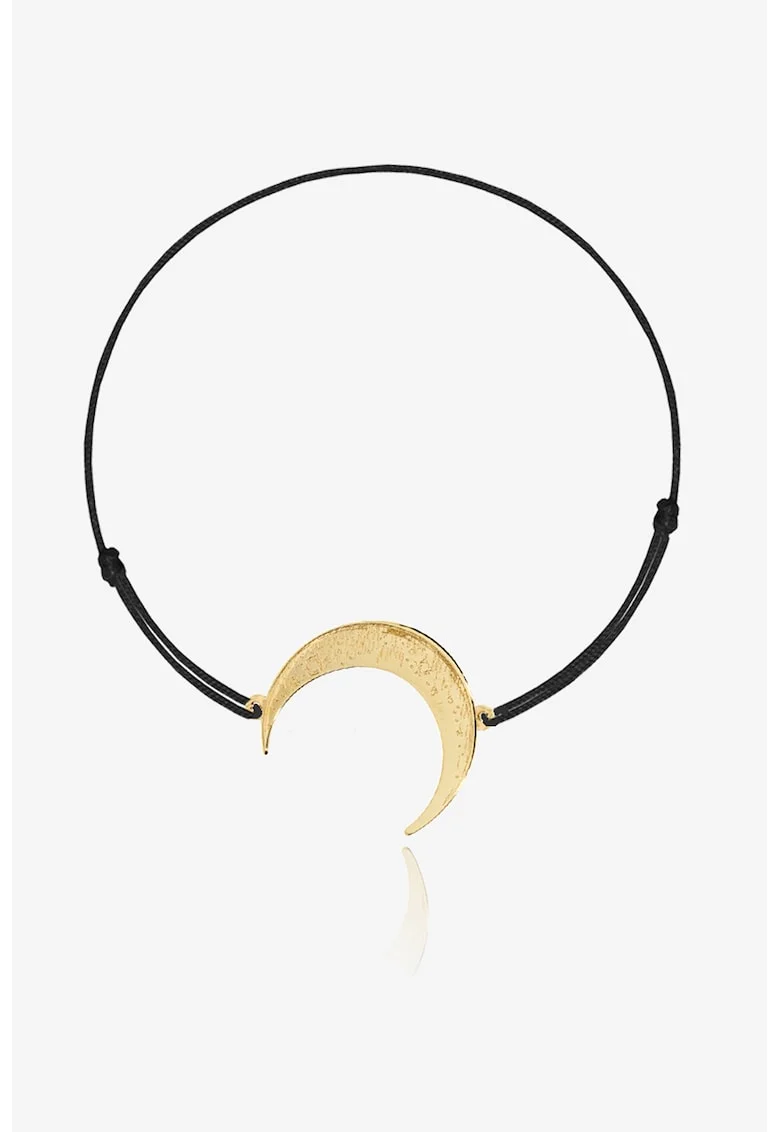 Bratara ajustabila cu talisman de aur de 14K, Auriu/Negru