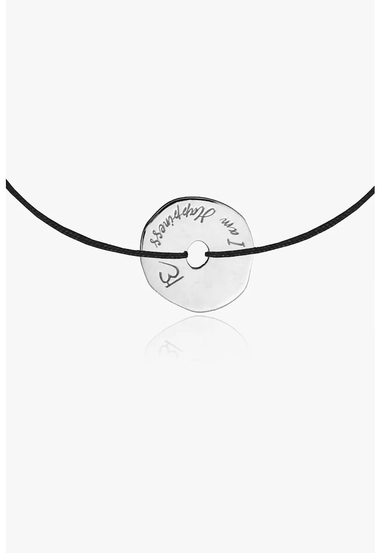 Bratara ajustabila cu talisman de argint veritabil, Negru/Argintiu