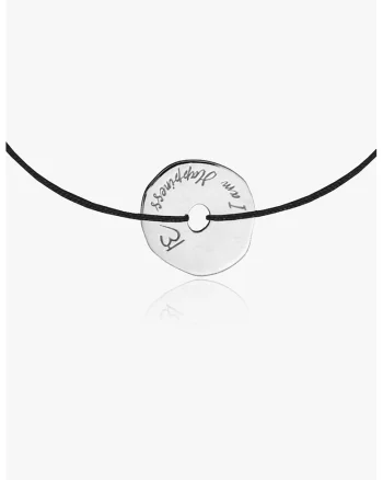 Bratara ajustabila cu talisman de argint veritabil, Negru/Argintiu