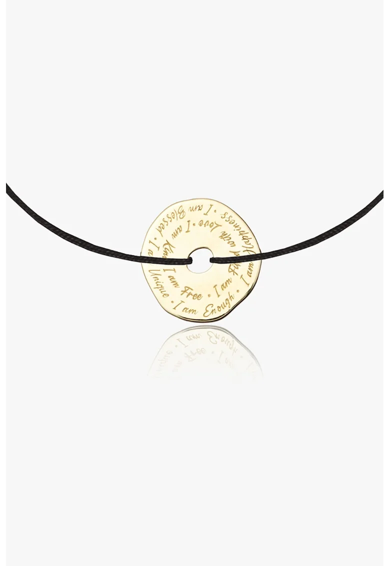 Bratara ajustabila cu talisman de aur de 14K, Auriu/Negru