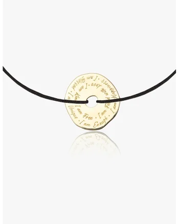 Bratara ajustabila cu talisman de aur de 14K, Auriu/Negru