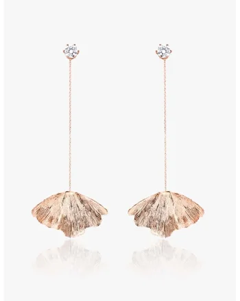 Cercei drop de argint veritabil placati cu aur rose de 18K, Auriu rose