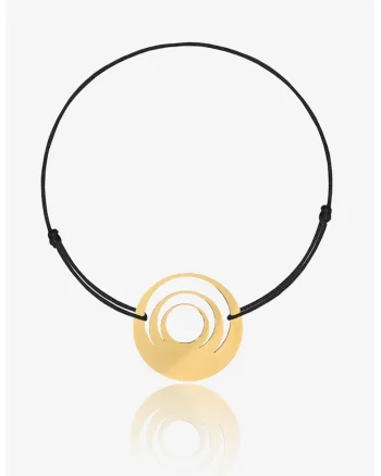 Bratara ajustabila cu talisman circular de aur de 14K, Auriu/Negru