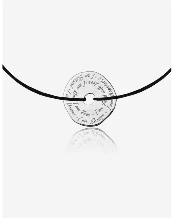 Bratara ajustabila cu talisman circular de argint veritabil, Negru/Argintiu