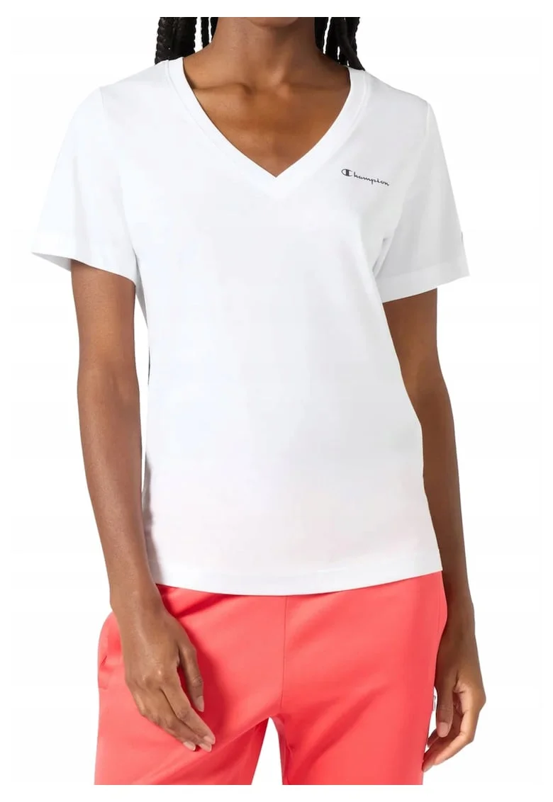 Tricou cu decolteu in V, Alb