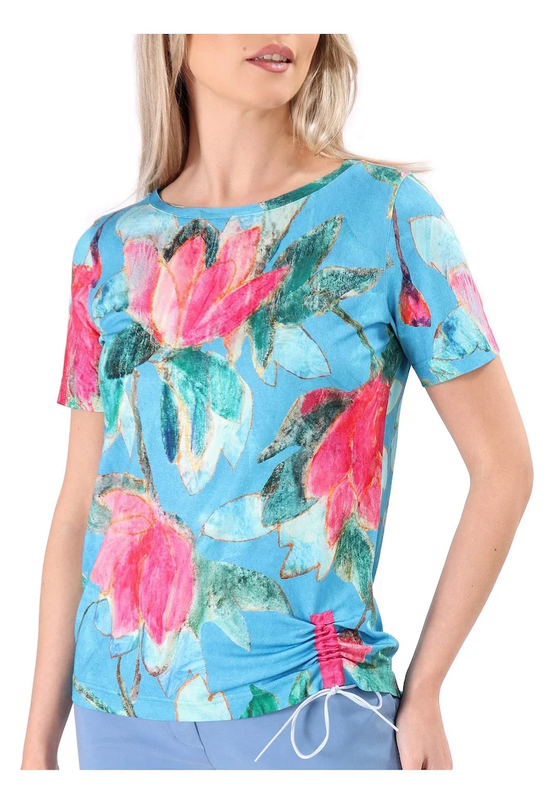 Bluza din jerse elastic cu snur in partea de jos TCC-6VC, Albastru,