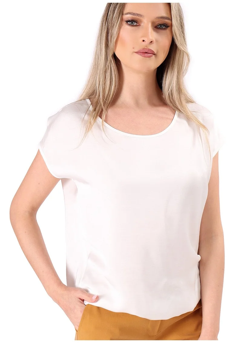 Bluza eleganta lejera din viscoza satinata BJV-ELW, Alb,