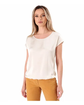 Bluza eleganta lejera din viscoza satinata BJV-ELJ, Bej deschis,