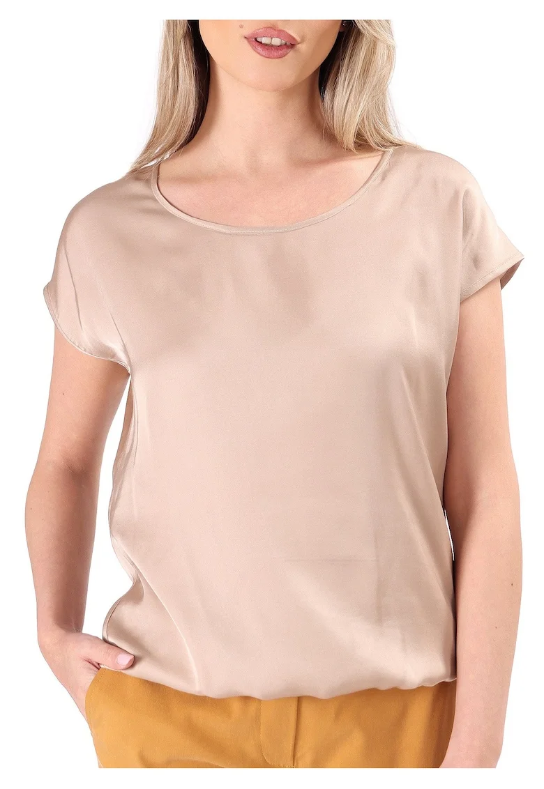 Bluza eleganta lejera din viscoza satinata BJV-EL6, Bej,