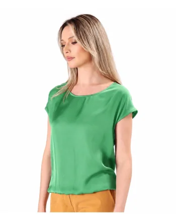 Bluza eleganta lejera din viscoza satinata BJV-ELE, Verde,