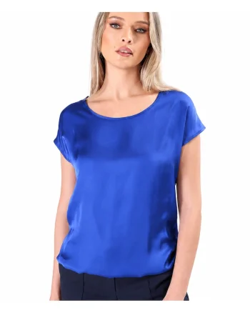 Bluza eleganta lejera din viscoza satinata BJV-ELS, Albastru royal,