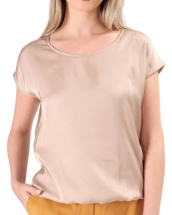 Bluza eleganta lejera din viscoza satinata BJV-EL6, Bej,