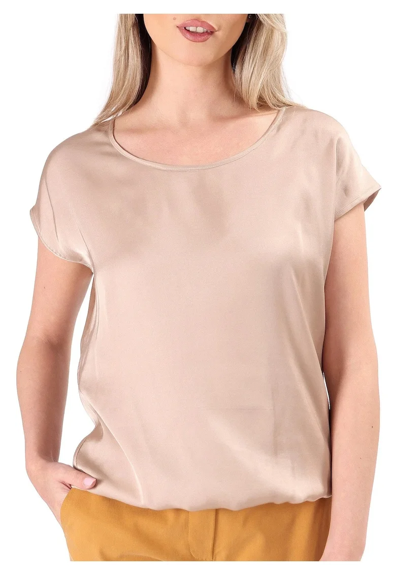 Bluza eleganta lejera din viscoza satinata BJV-EL6, Bej,
