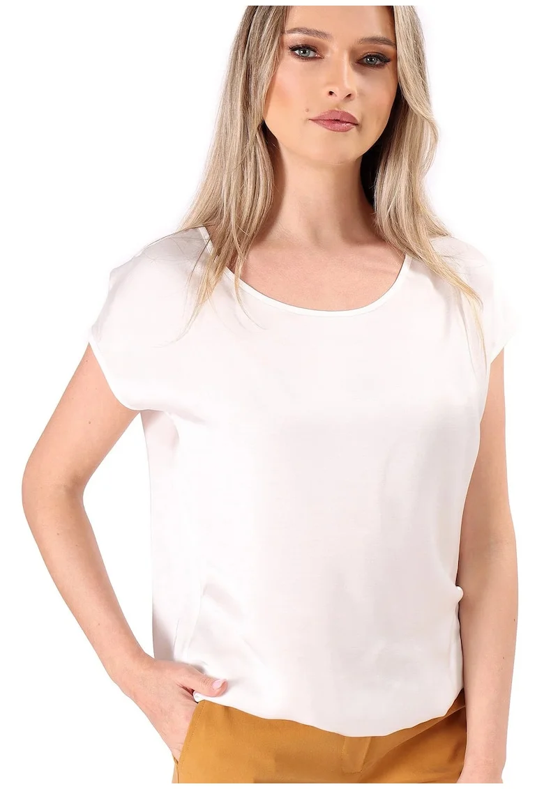 Bluza eleganta lejera din viscoza satinata BJV-ELW, Alb,