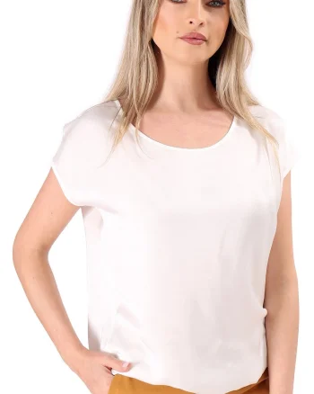 Bluza eleganta lejera din viscoza satinata BJV-ELW, Alb,