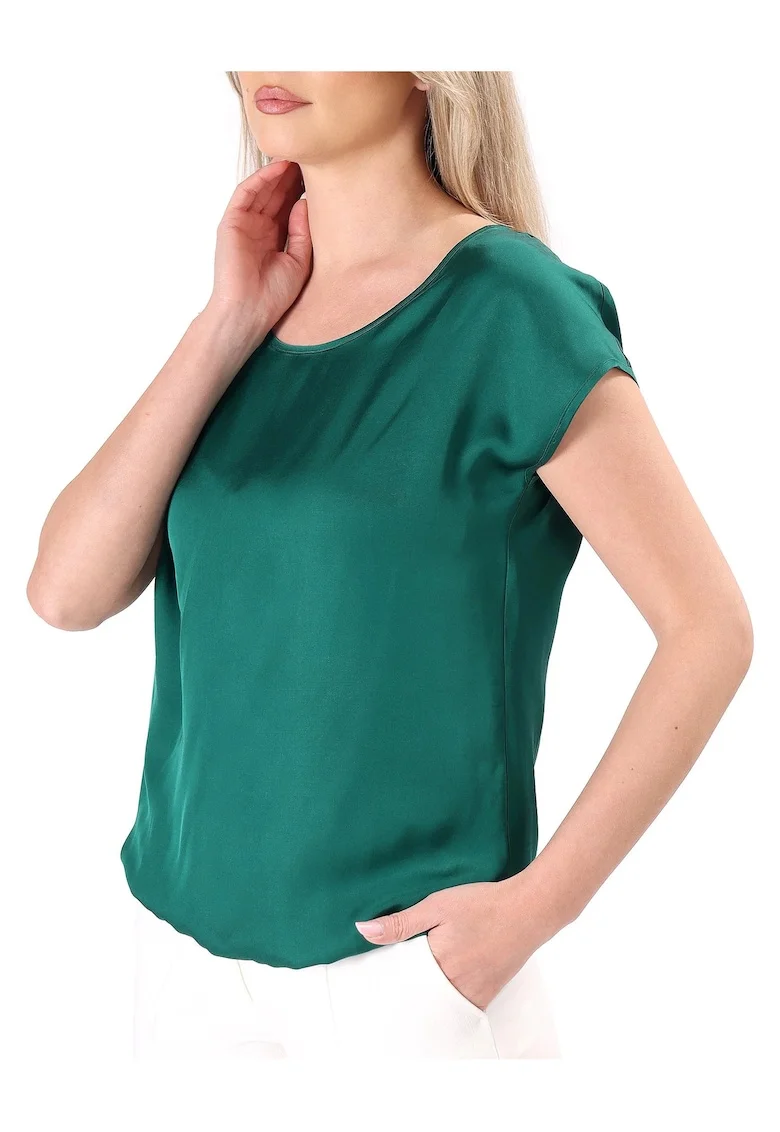 Bluza eleganta lejera din viscoza satinata BJV-EL7, Verde smarald,
