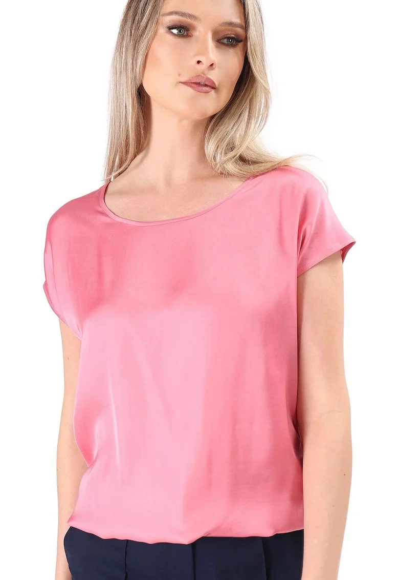 Bluza eleganta lejera din viscoza satinata BJV-ELZ, Roz,