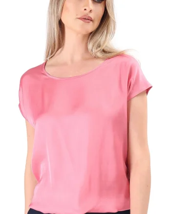 Bluza eleganta lejera din viscoza satinata BJV-ELZ, Roz,