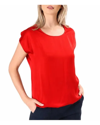 Bluza eleganta lejera din viscoza satinata BJV-ELQ, Rosu vermillion,