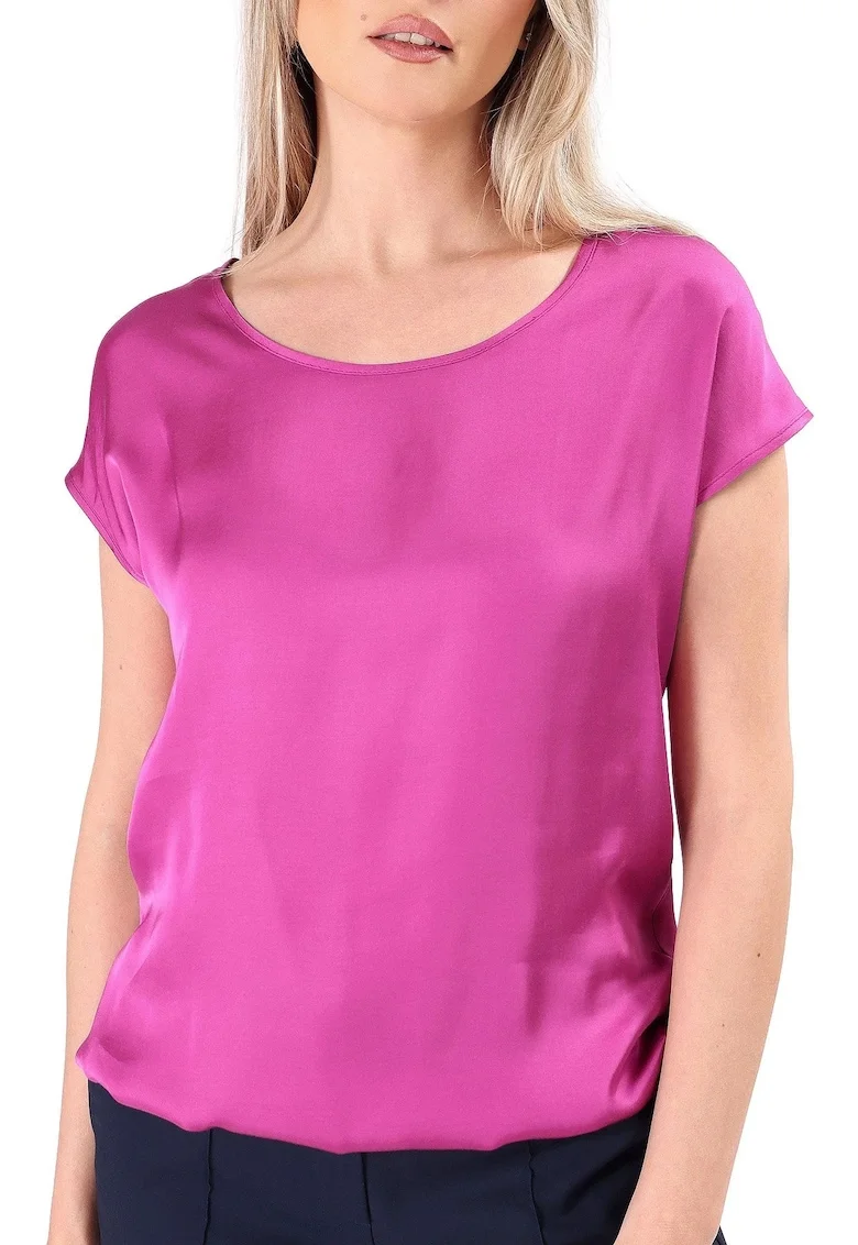 Bluza eleganta lejera din viscoza satinata BJV-ELC, Roz aprins,