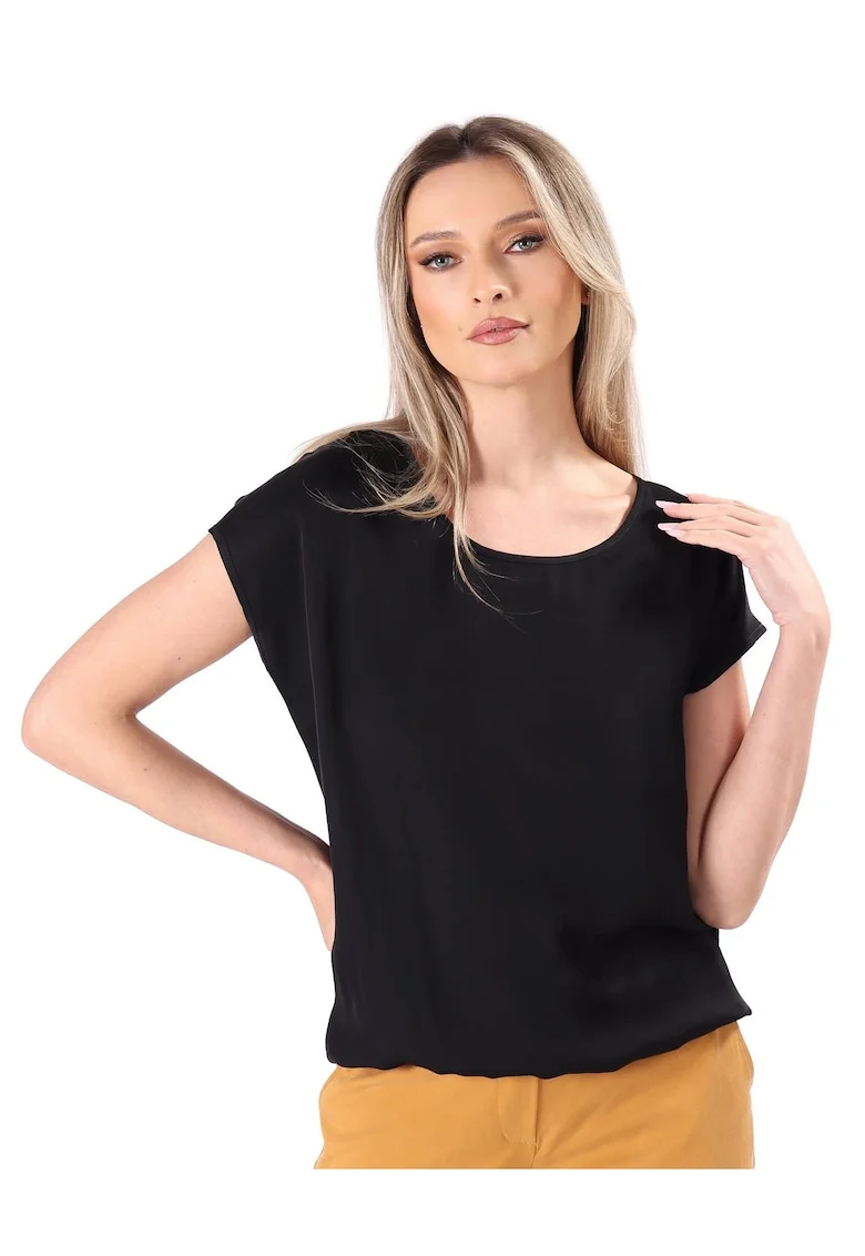 Bluza eleganta lejera din viscoza satinata BJV-ELN, Negru,