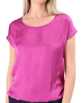 Bluza eleganta lejera din viscoza satinata BJV-ELC, Roz aprins,