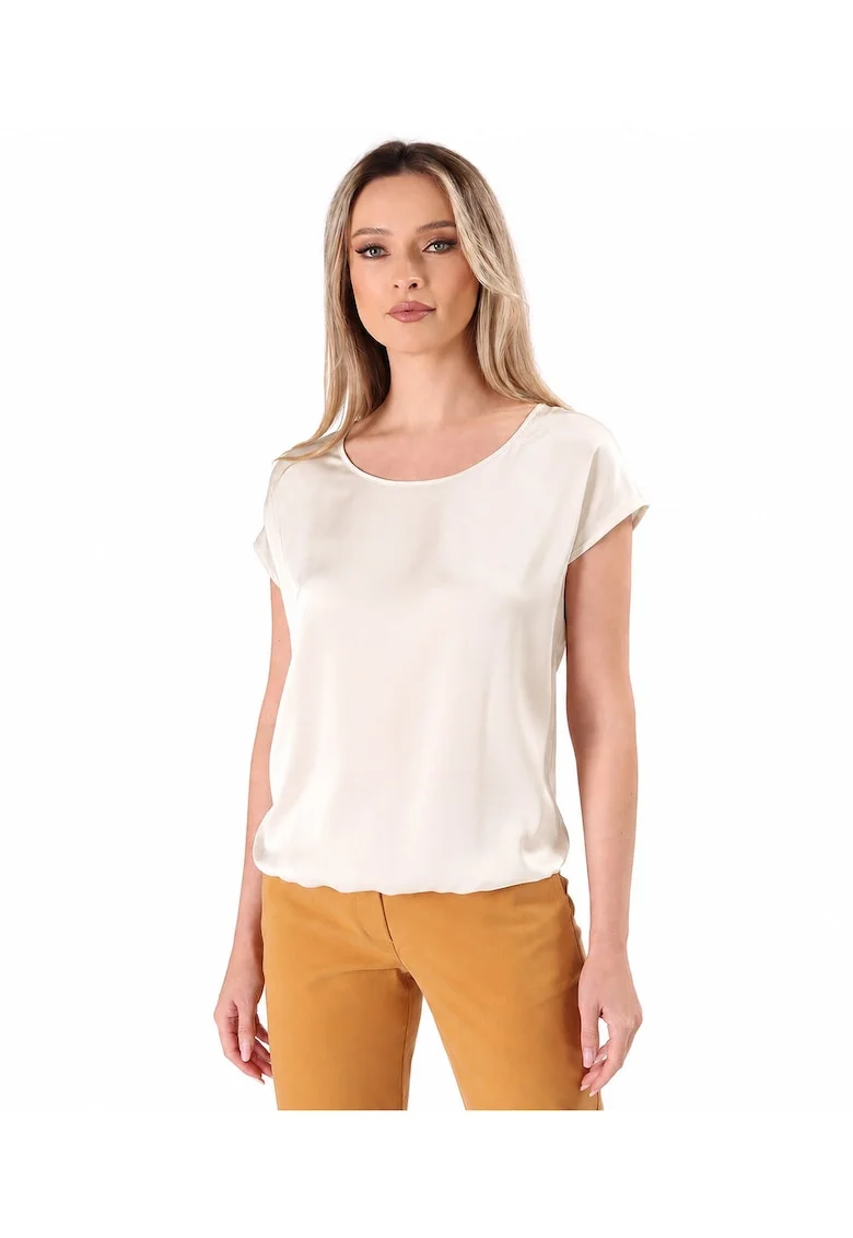 Bluza eleganta lejera din viscoza satinata BJV-ELJ, Bej deschis,