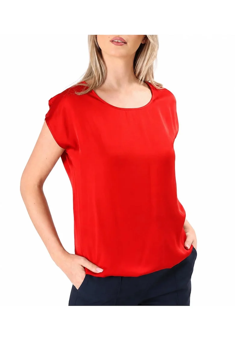 Bluza eleganta lejera din viscoza satinata BJV-ELQ, Rosu vermillion,