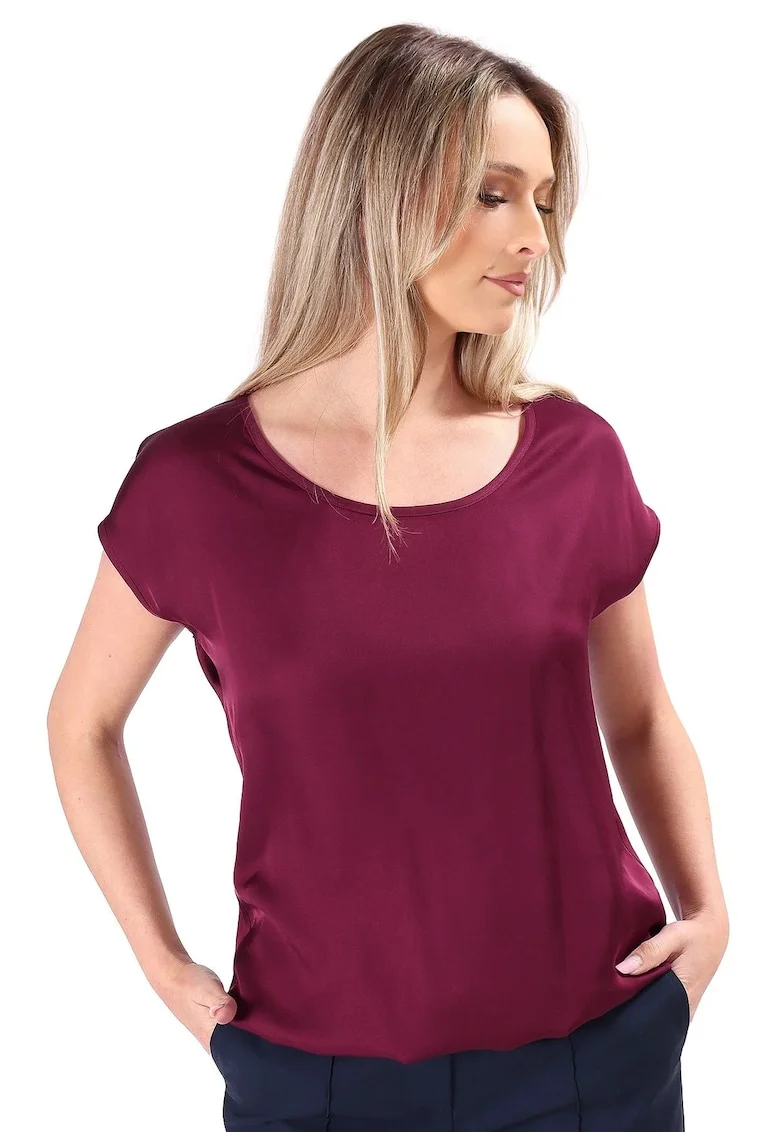 Bluza eleganta lejera din viscoza satinata BJV-EL4, Rosu cireasa,
