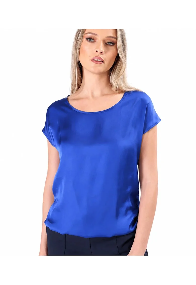 Bluza eleganta lejera din viscoza satinata BJV-ELS, Albastru royal,