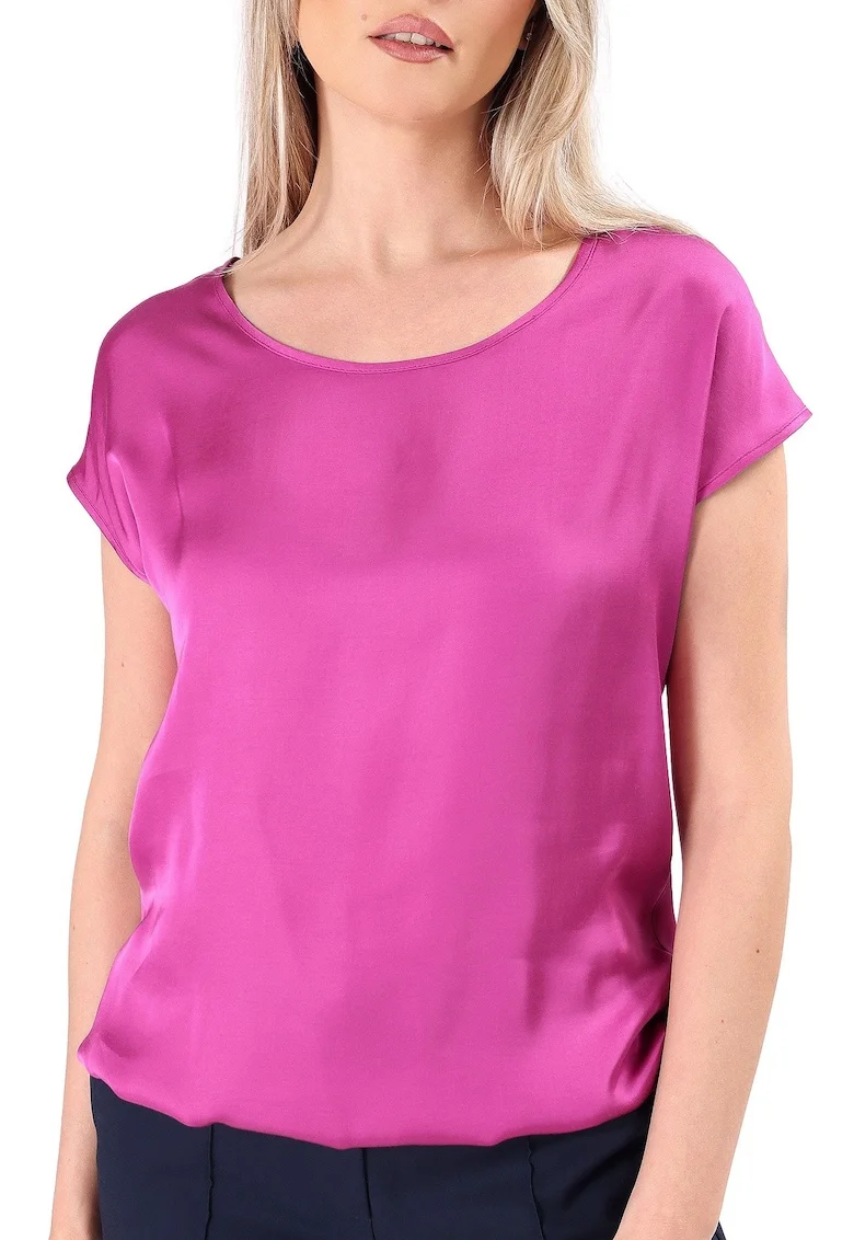 Bluza eleganta lejera din viscoza satinata BJV-ELC, Roz aprins,