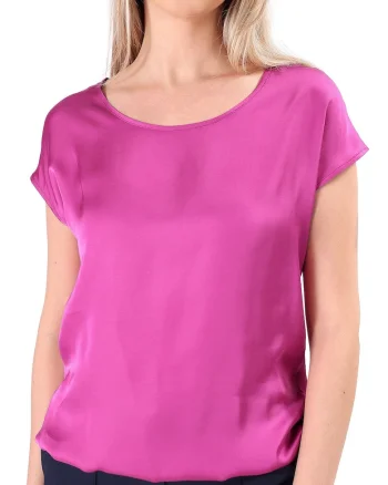 Bluza eleganta lejera din viscoza satinata BJV-ELC, Roz aprins,