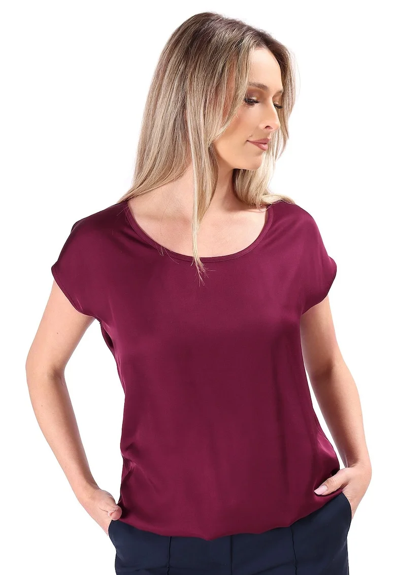Bluza eleganta lejera din viscoza satinata BJV-EL4, Rosu cireasa,