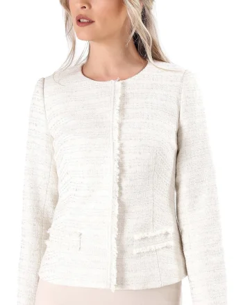 Sacou elegant din bucle cu bumbac si fir argintiu SZ4-BEW, Ivoire,