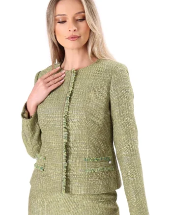 Sacou elegant din bucle cu viscoza si fir argintiu SZ4-BEE, Verde,