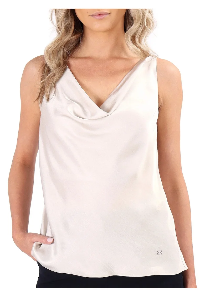 Bluza eleganta pe bie din saten de viscoza BB5-ELJ, Bej deschis,