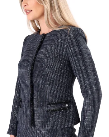 Sacou elegant din bucle cu viscoza si fir argintiu SZ4-BEB, Bleumarin,