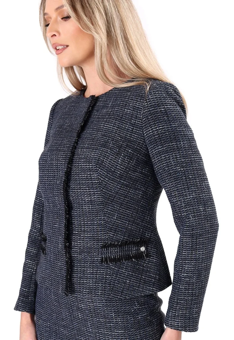 Sacou elegant din bucle cu viscoza si fir argintiu SZ4-BEB, Bleumarin,