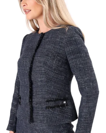 Sacou elegant din bucle cu viscoza si fir argintiu SZ4-BEB, Bleumarin,