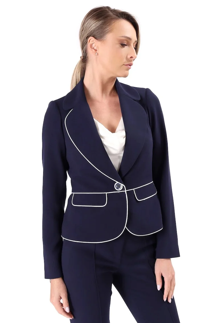 Sacou din stofa elastica cu viscoza SB9-IDB, Bleumarin,