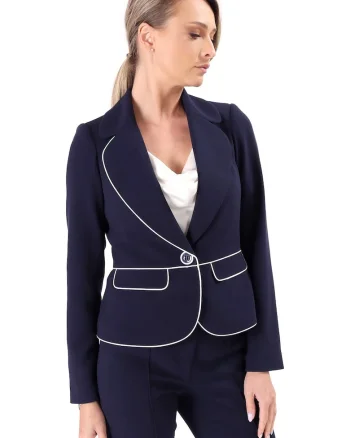 Sacou din stofa elastica cu viscoza SB9-IDB, Bleumarin,