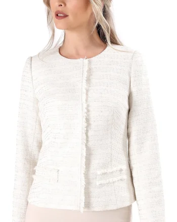 Sacou elegant din bucle cu bumbac si fir argintiu SZ4-BEW, Ivoire,