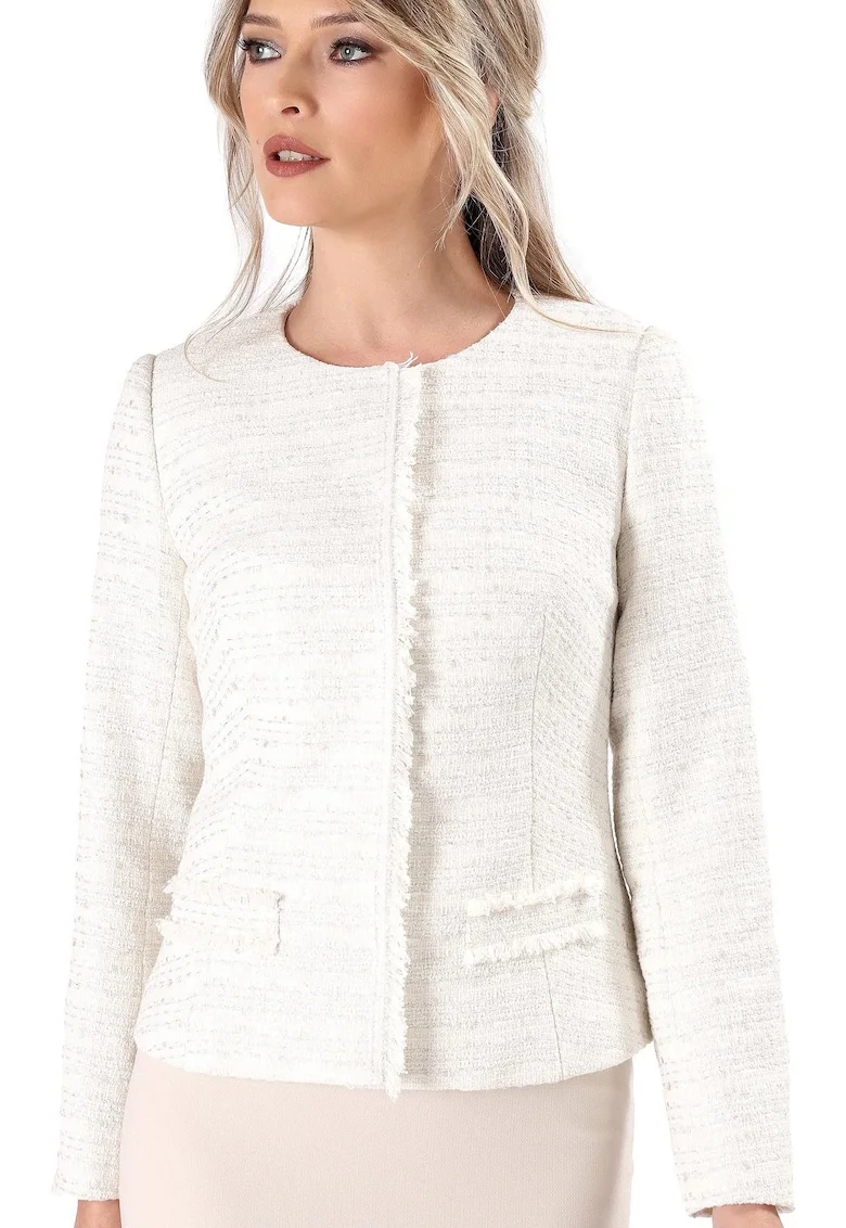 Sacou elegant din bucle cu bumbac si fir argintiu SZ4-BEW, Ivoire,