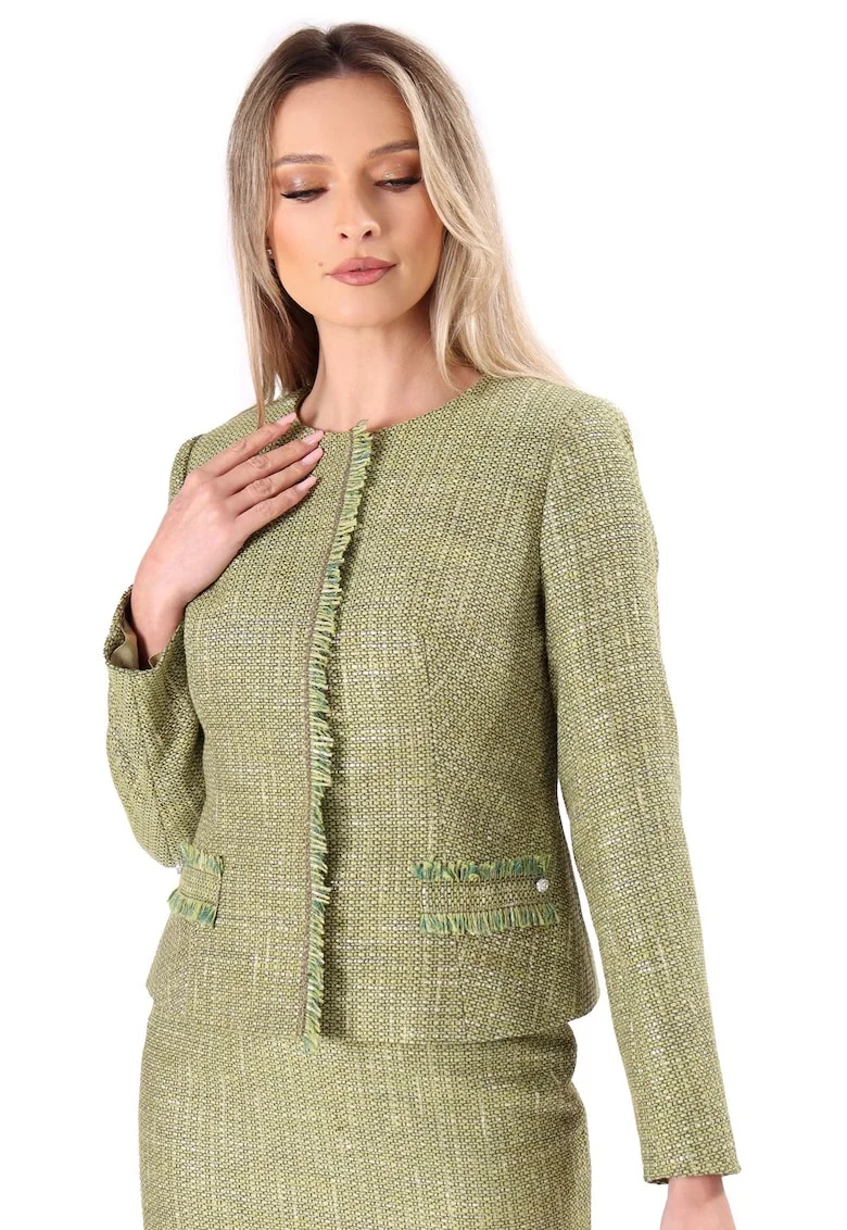 Sacou elegant din bucle cu viscoza si fir argintiu SZ4-BEE, Verde,