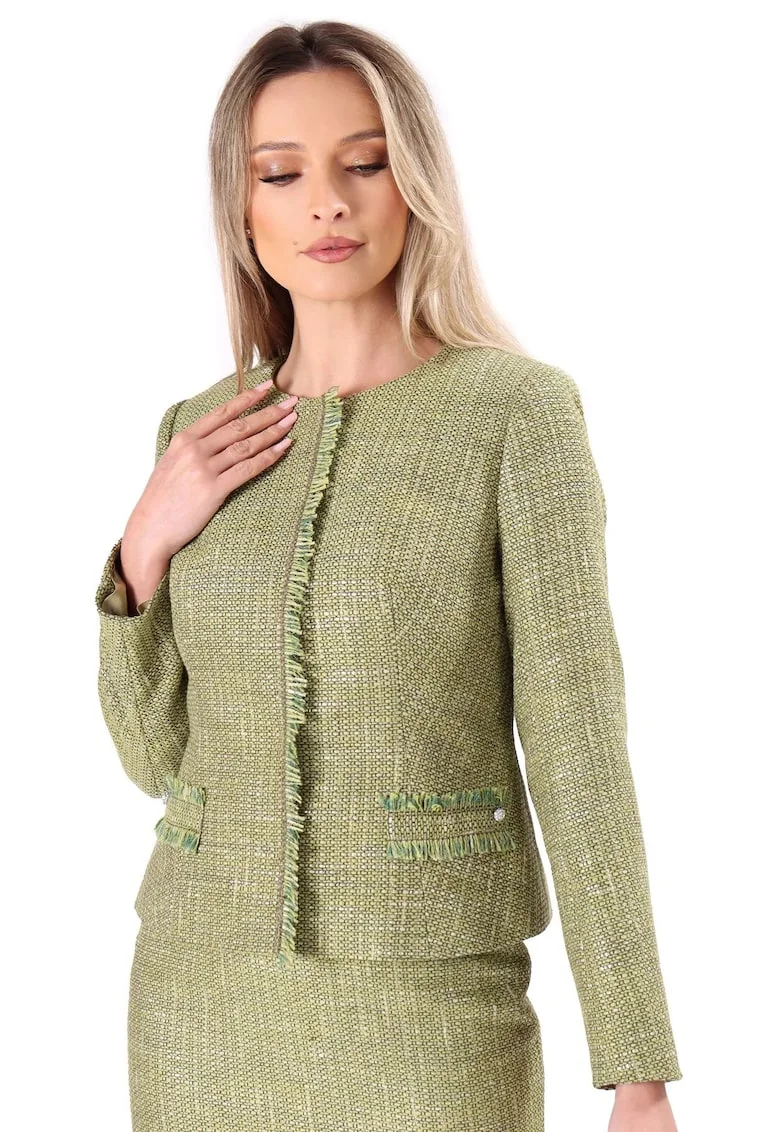 Sacou elegant din bucle cu viscoza si fir argintiu SZ4-BEE, Verde,