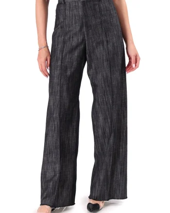 Pantaloni largi din bumbac tip denim PDC-CA9, Negru,