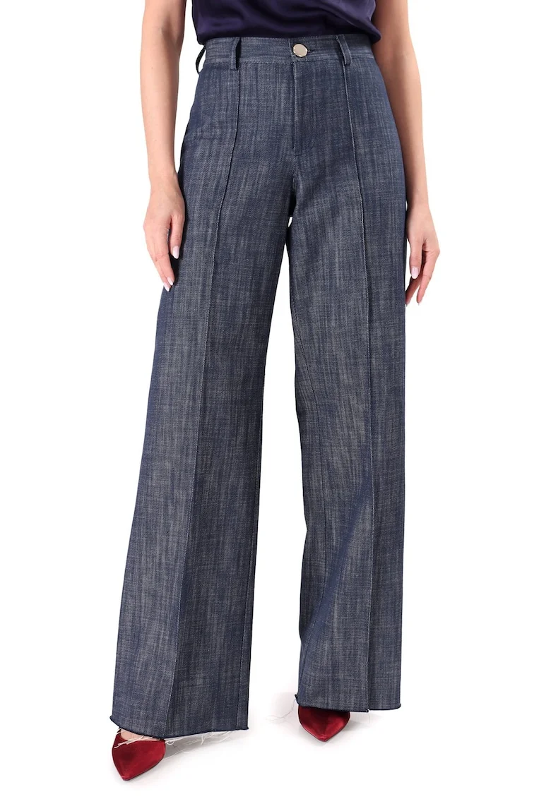 Pantaloni largi din bumbac tip denim PDC-CAB, Bleumarin,